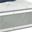 Pemberly Row California King Panel Bed with LED and Faux Leather in Silver