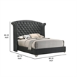 Pemberly Row Wingback King Bed with Tufted Headboard in Gray Velvet