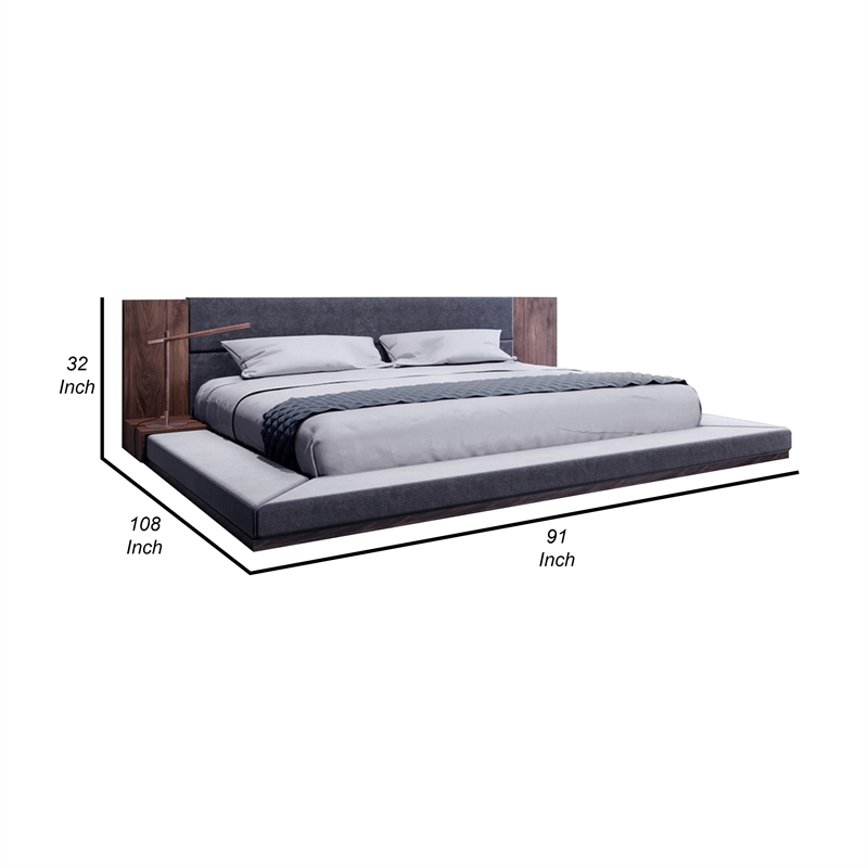 Pemberly Row California King Bed with Built In Nightstands in Dark Gray