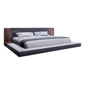Pemberly Row California King Bed with Built In Nightstands in Dark Gray