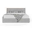 Pemberly Row King Platform Bed with Cushioned Headboard in Gray