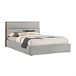 Pemberly Row King Platform Bed with Cushioned Headboard in Gray