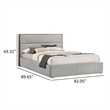 Pemberly Row King Platform Bed with Cushioned Headboard in Gray