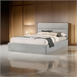 Pemberly Row King Platform Bed with Cushioned Headboard in Gray