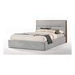 Pemberly Row King Platform Bed with Cushioned Headboard in Gray