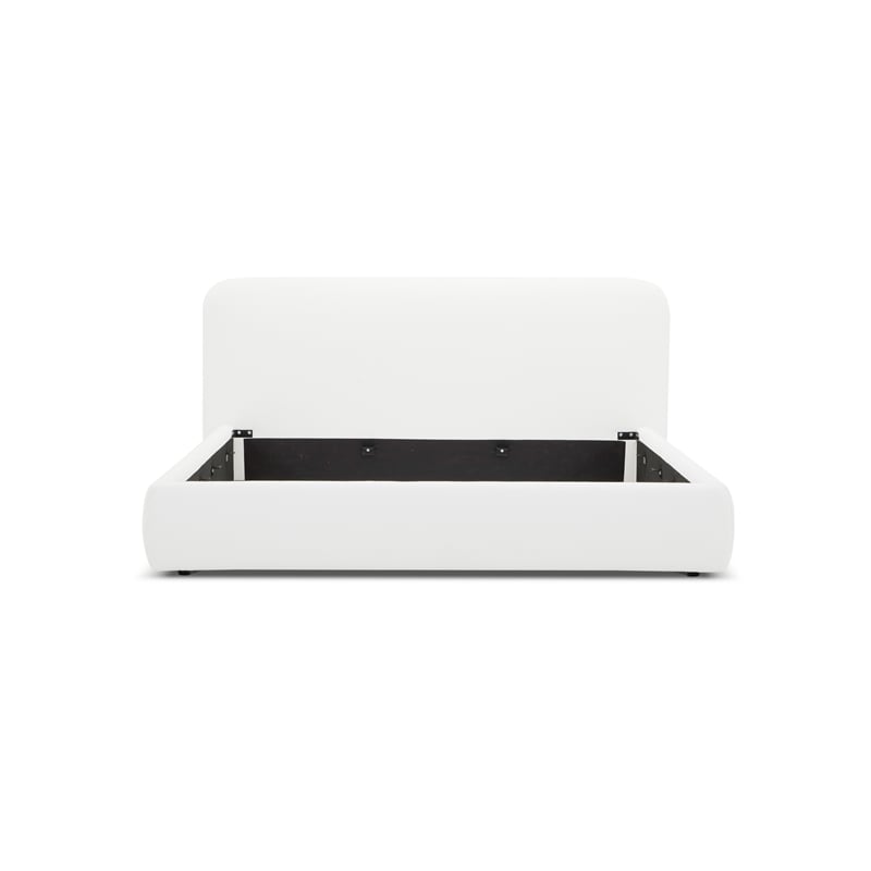 Pemberly Row Queen Bed with Cushioned Upholstered Headboard in Ivory