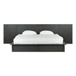 Pemberly Row Queen Bed with Wall Headboard and 2 Drawers in Dark Gray