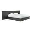 Pemberly Row Queen Bed with Wall Headboard and 2 Drawers in Dark Gray