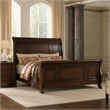 Pemberly Row Wooden Eastern King Sleigh Bed in Antique Cherry