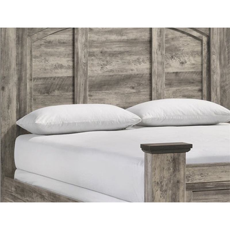 Pemberly Row King Panel Bed with Arched Crown Headboard in Weathered Gray
