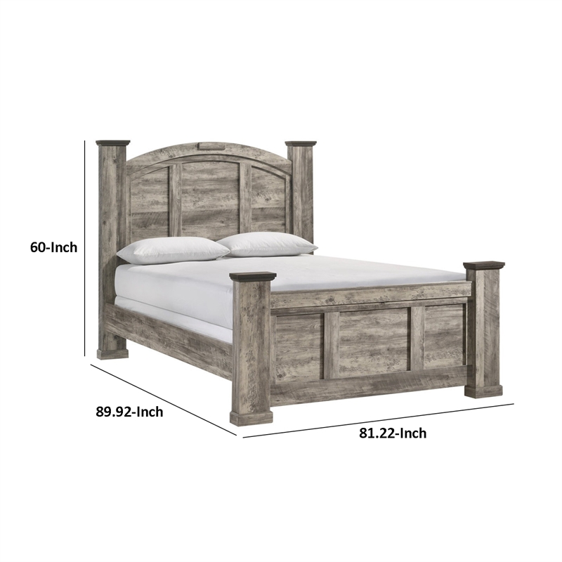 Pemberly Row King Panel Bed with Arched Crown Headboard in Weathered Gray