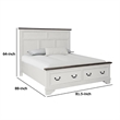 Pemberly Row King Bed with 2 Footboard Drawers in White and Dark Brown