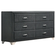 Pemberly Row 5pc Queen Bedroom Set with Tufted Dark Gray Velvet Upholstery