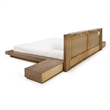 Pemberly Row Queen Platform Bed with 2 Nightstands in Walnut Brown and Gray