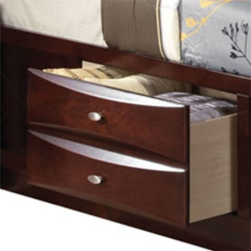 Pemberly Row Eastern King Bed with Bookcase and Drawers in Brown