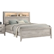 Pemberly Row 4pc Queen Set with Lighted Headboard Shelves in Whitewash