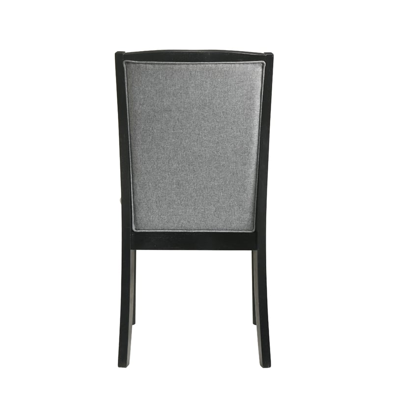 Pemberly Row Dining Chair Set of 2 with Gray Back in Black Rubberwood