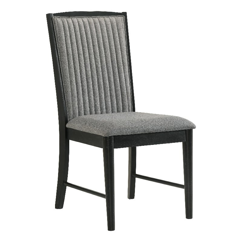 Pemberly Row Dining Chair Set of 2 with Gray Back in Black Rubberwood