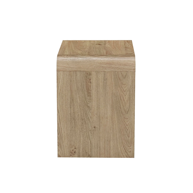 Pemberly Row Nightstand with 2 Drawers and Waterfall Edges in Natural Beige