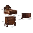 Pemberly Row 4pc Queen Set with Carved Wood and Dresser in Cherry Oak Brown