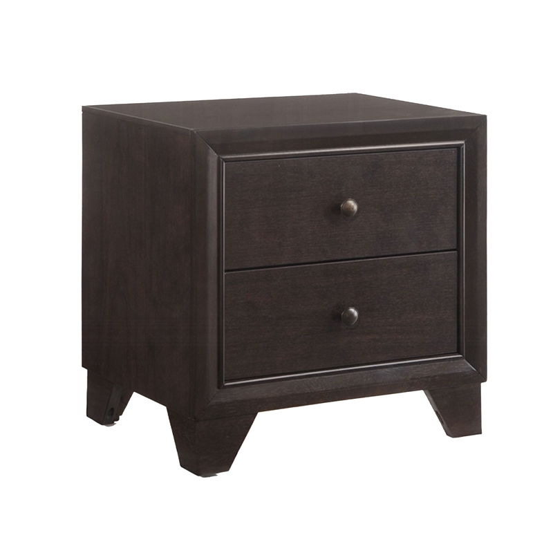 Pemberly Row 2 Piece Queen Bedroom Set with Bed and Nightstand in Espresso