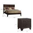 Pemberly Row 2 Piece Queen Bedroom Set with Bed and Nightstand in Espresso