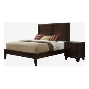 Pemberly Row 2 Piece Queen Bedroom Set with Bed and Nightstand in Espresso
