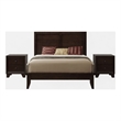 Pemberly Row 3 Piece Queen Bed Set with 2 Nightstands in Espresso Brown