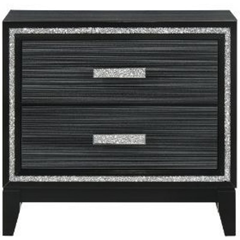 Pemberly Row 2 Piece Queen LED Bed Set with Nightstand in Black