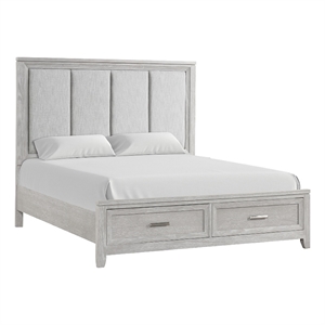 Pemberly Row Queen Bed with Storage Footboard and Frame Moldings in Gray
