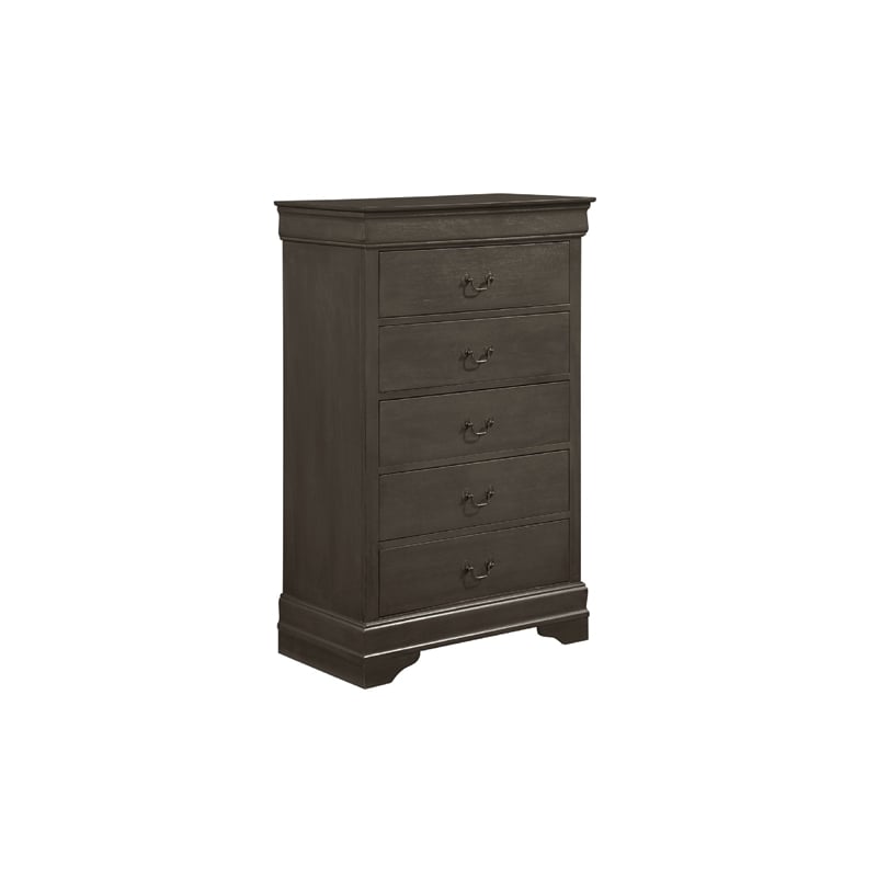 Pemberly Row 4 Piece Full Sleigh Bed Set with Dresser and Chest in Gray