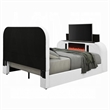 Pemberly Row Queen Bed with TV Lift LED Fireplace and Bluetooth in White