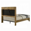 Pemberly Row King Bed with Tufted Headboard and USB Ports in Aspen Brown