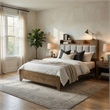 Pemberly Row King Bed with Tufted Headboard and USB Ports in Aspen Brown