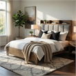 Pemberly Row King Bed with Tufted Headboard and USB Ports in Aspen Brown