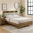 Pemberly Row Queen Bed with Tufted Headboard and USB Ports in Aspen Brown