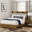 Pemberly Row Queen Bed with Tufted Headboard and USB Ports in Aspen Brown