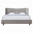 Pemberly Row Queen Platform Bed with Wingback Headboard in Gray Chenille