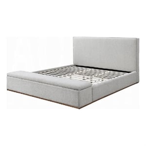 Pemberly Row King Platform Bed with Lift Top Storage in Gray Linen