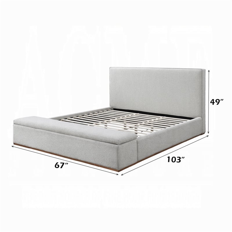 Pemberly Row Queen Platform Bed with Lift Top Storage in Gray Linen
