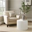 Pemberly Row Side Table with 22 Inch Round Top and Ribbed Base in White