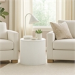Pemberly Row Side Table with 22 Inch Round Top and Ribbed Base in White