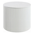 Pemberly Row Side Table with 22 Inch Round Top and Ribbed Base in White