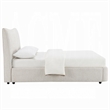 Pemberly Row Queen Bed with Beige Chenille Padded Low Profile Platform