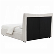 Pemberly Row Queen Bed with Beige Chenille Padded Low Profile Platform
