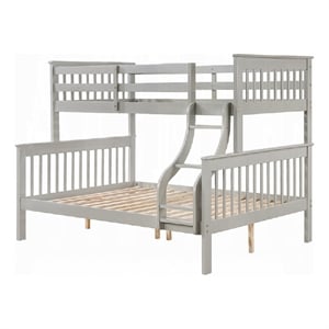 Pemberly Row Twin over Full Bunk Bed with Slatted Frame in Gray and Brown