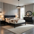 Pemberly Row 4pc Twin Set with Dresser and Oval Mirror in Black Wood