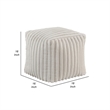 Pemberly Row 16 Inch Square Ottoman with Ribbed Corduroy in Off White