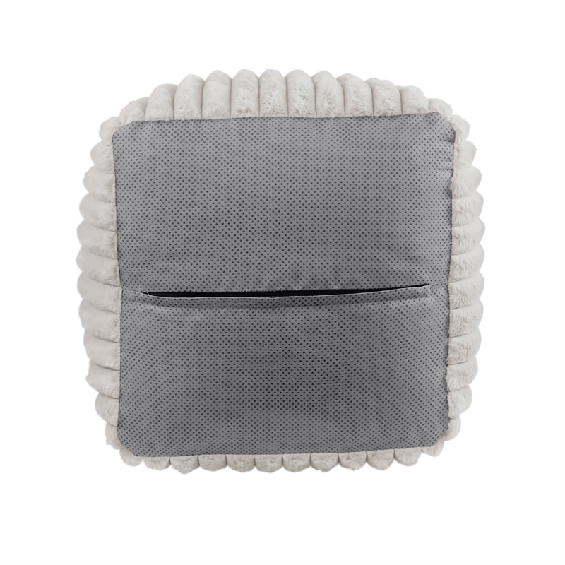Pemberly Row 16 Inch Square Ottoman with Ribbed Corduroy in Off White