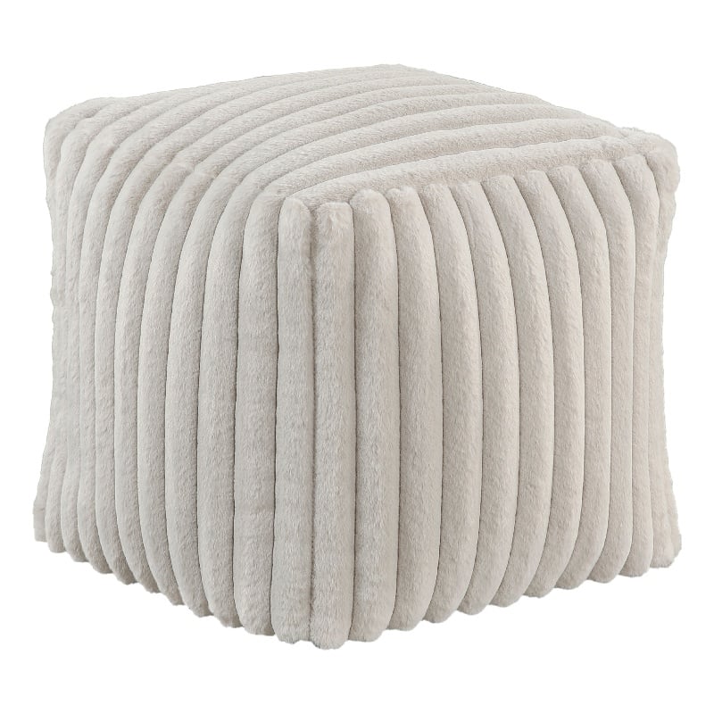 Pemberly Row 16 Inch Square Ottoman with Ribbed Corduroy in Off White